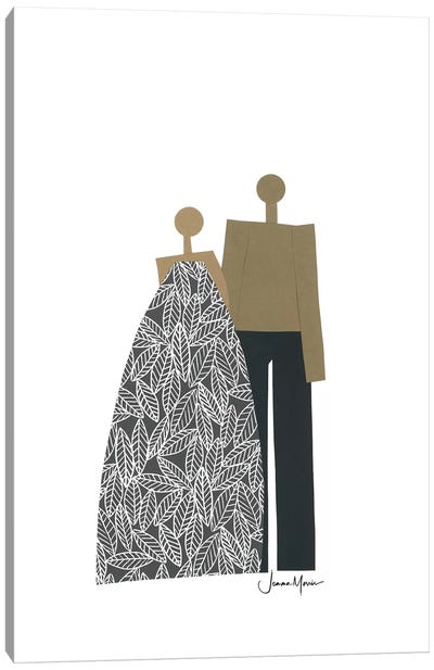African American Couple In Black & White Canvas Art Print - Abstract Figures Art