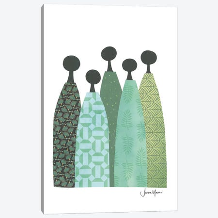 Five Wise Women In Green Canvas Print #LUL20} by LouLouArtStudio Art Print