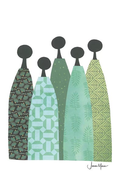 LouLouArtStudio: Five Wise Women In Green by LouLouArtStudio