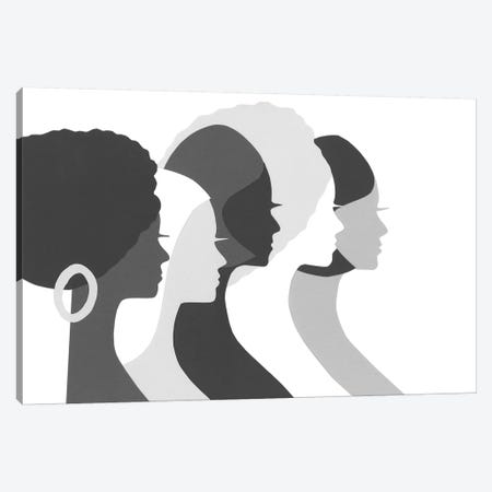 Five Women Profile In Black & White Canvas Print #LUL21} by LouLouArtStudio Art Print