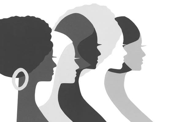 LouLouArtStudio: Five Women Profile In Black & White by LouLouArtStudio