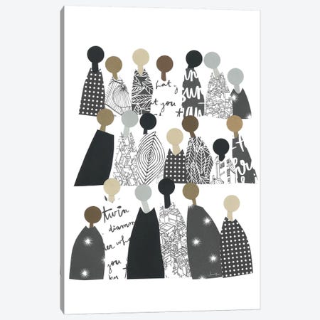 Group Of People Of Color In Black & White Canvas Print #LUL27} by LouLouArtStudio Canvas Wall Art