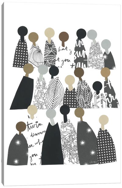 Group Of People Of Color In Black & White Canvas Art Print - LouLouArtStudio