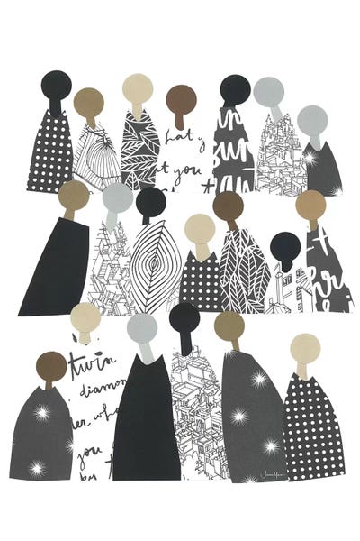 LouLouArtStudio: Group Of People Of Color In Black & White by LouLouArtStudio