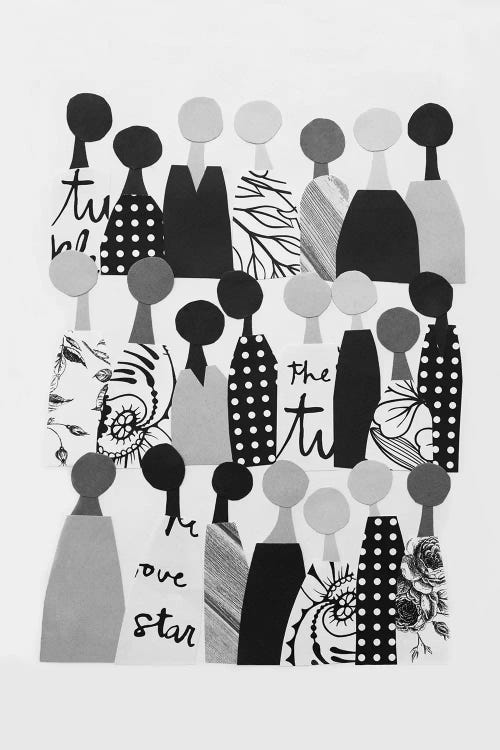 Multicultural Crowd In Black & White by LouLouArtStudio wall art