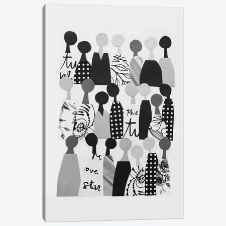 Multicultural Crowd In Black & White Canvas Print #LUL32} by LouLouArtStudio Canvas Wall Art