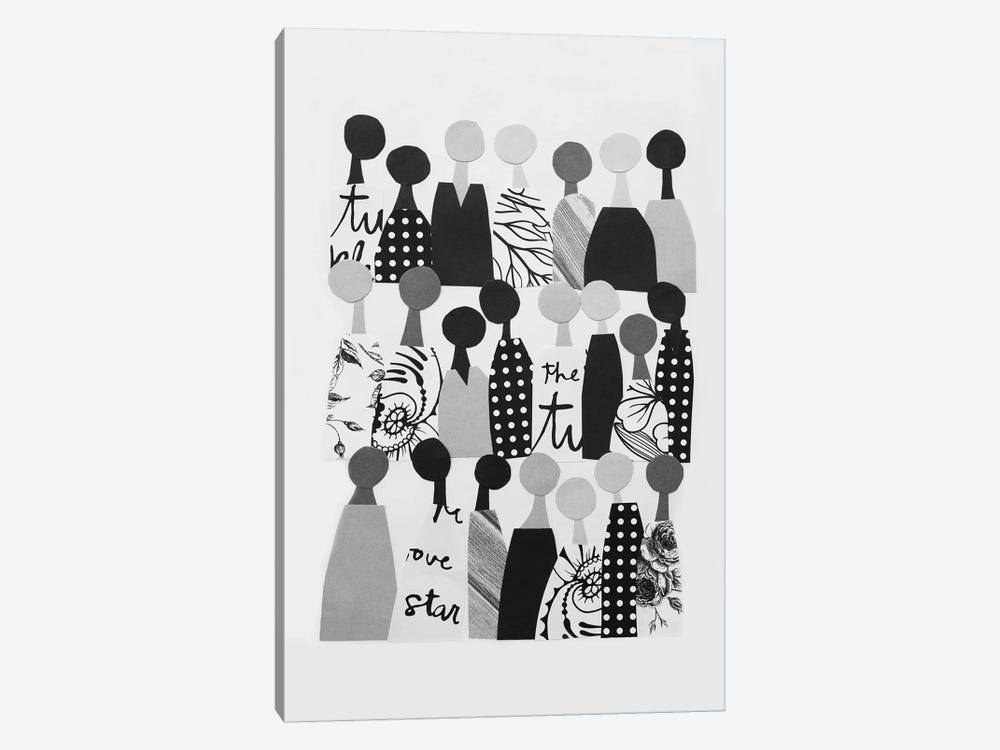 Multicultural Crowd In Black & White by LouLouArtStudio 1-piece Canvas Art Print