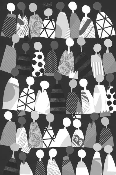 Multicultural Unity In Black & White by LouLouArtStudio framed canvas print