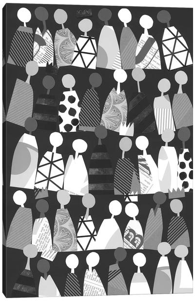 Multicultural Unity In Black & White Canvas Art Print - LouLouArtStudio