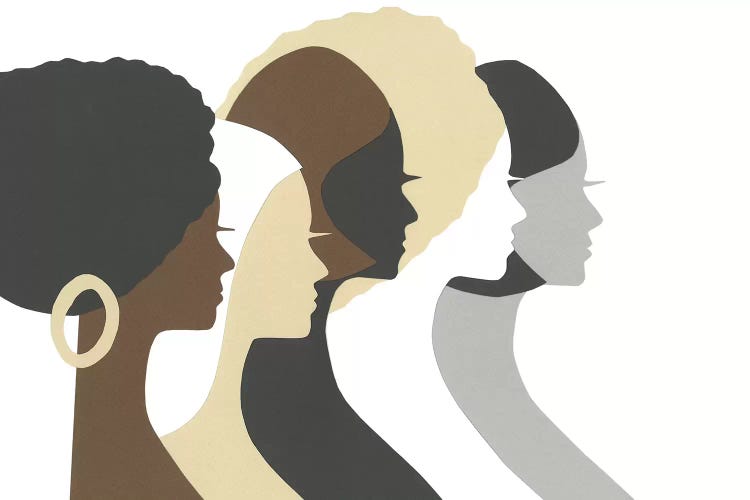 Multicultural Women Profile by LouLouArtStudio wall art