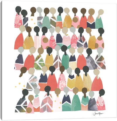Pastel Diverse People Of Color Canvas Art Print - Abstract Figures Art