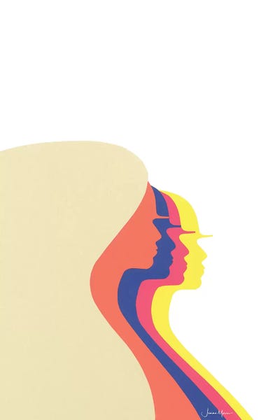 Retro Women Of The Sun Profile by LouLouArtStudio framed canvas print