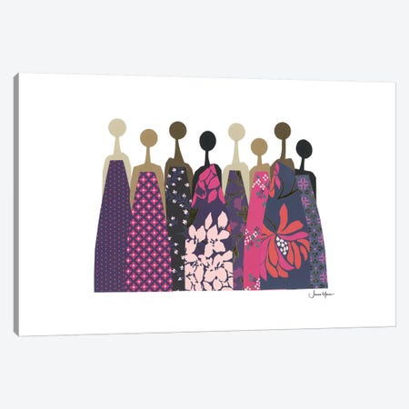 Sisterhood March In Pink & Purple Canvas Print #LUL50} by LouLouArtStudio Canvas Wall Art