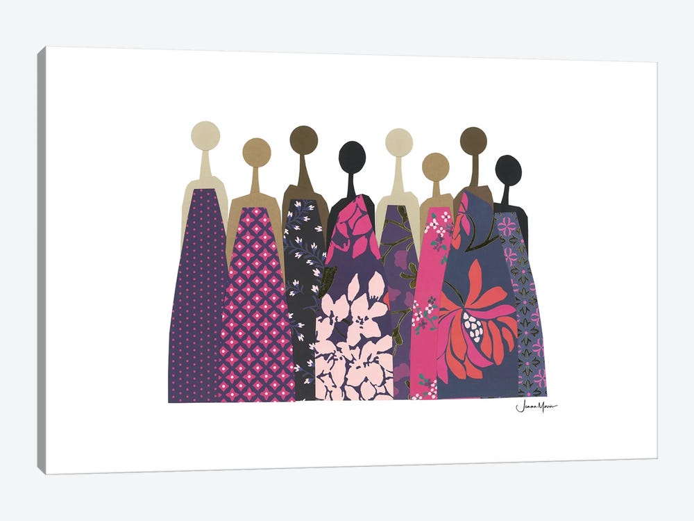 Sisterhood March In Pink & Purple by LouLouArtStudio 1-piece Canvas Print