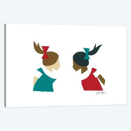 Two School Girls Canvas Print #LUL62} by LouLouArtStudio Canvas Print