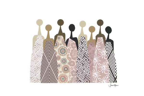 Body Positivity: Women Of Color In Neutral Dresses by LouLouArtStudio