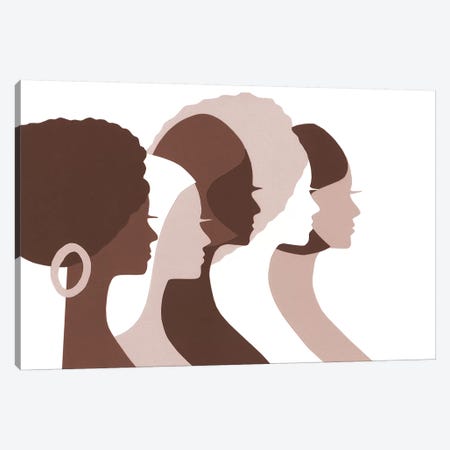 Women Of Color Profiles In Brown Canvas Print #LUL64} by LouLouArtStudio Canvas Wall Art