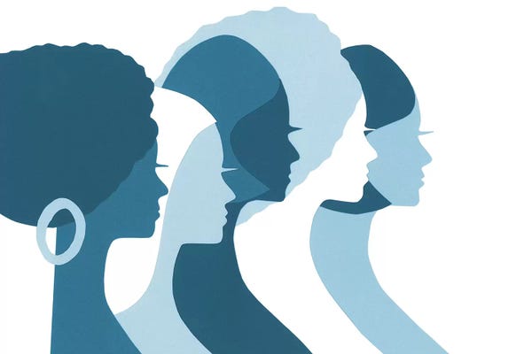LouLouArtStudio: Women Profile In Blue by LouLouArtStudio