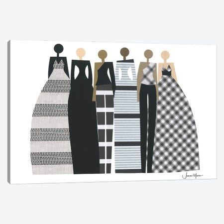 Multicultural Fashion Friends In Black & White Canvas Print #LUL78} by LouLouArtStudio Canvas Wall Art