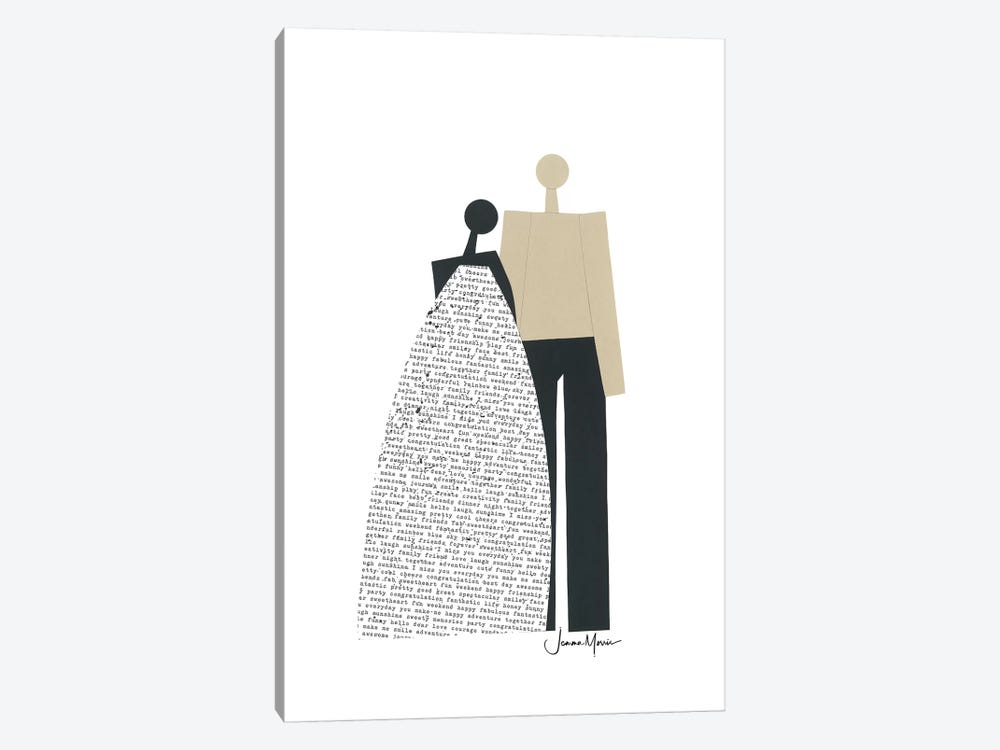 Biracial Wedding Couple In Black & White by LouLouArtStudio 1-piece Canvas Artwork