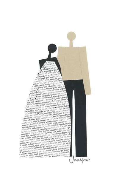 LouLouArtStudio: Biracial Wedding Couple In Black & White by LouLouArtStudio