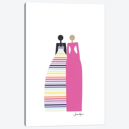 Fashion Women in Fuchsia and Rainbow Canvas Print #LUL80} by LouLouArtStudio Canvas Print