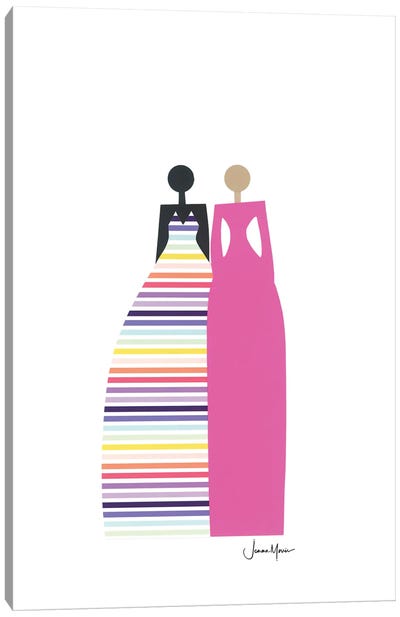 Fashion Women in Fuchsia and Rainbow Canvas Art Print - LouLouArtStudio