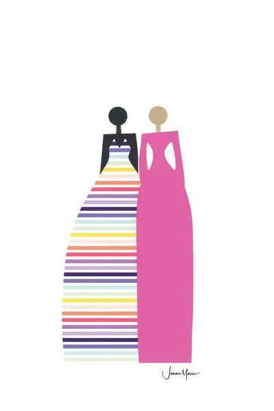 LouLouArtStudio: Fashion Women in Fuchsia and Rainbow by LouLouArtStudio