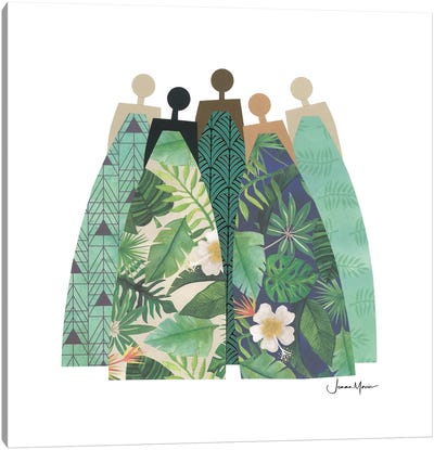 5 Tropical Women Canvas Art Print - LouLouArtStudio