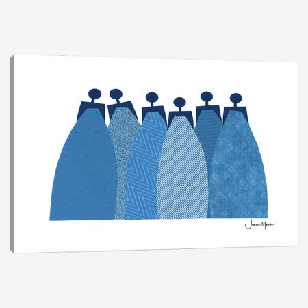 6 Blu Dresses Canvas Print #LUL86} by LouLouArtStudio Canvas Art