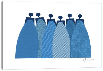 6 Blu Dresses Canvas Art Print - LouLouArtStudio