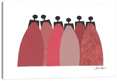 6 Ruby Dresses Canvas Art Print - LouLouArtStudio