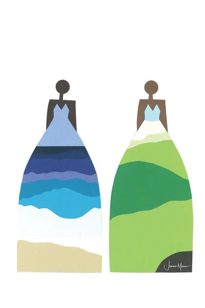 LouLouArtStudio: Beach And Meadow by LouLouArtStudio