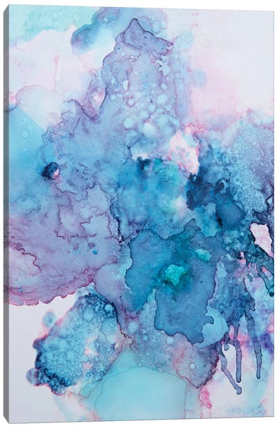 Blue Flowers Canvas Art Print - Dreamy Abstracts