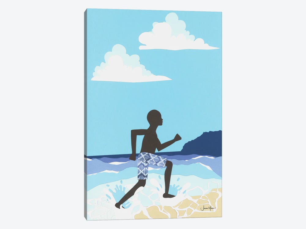 Black Boy Joy At The Beach by LouLouArtStudio 1-piece Art Print