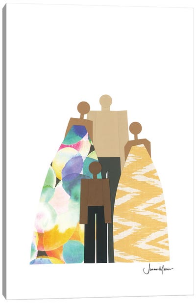 Colorful Family Of 4 Canvas Art Print - Abstract Figures Art