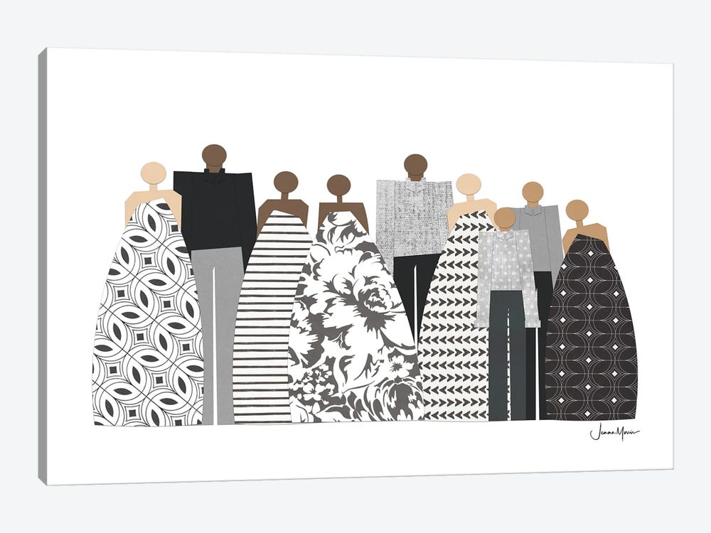 Family In Black And White Canvas Print by LouLouArtStudio | iCanvas