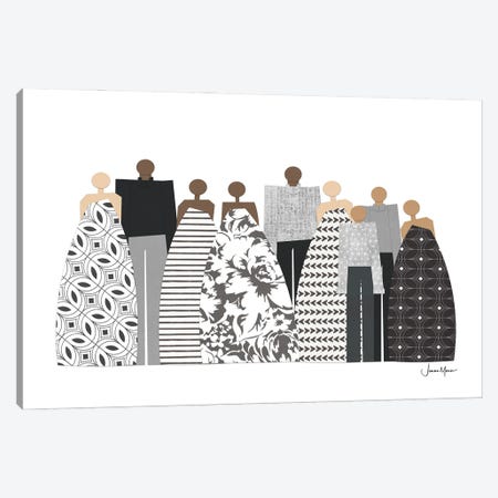 Family In Black And White Canvas Print #LUL93} by LouLouArtStudio Canvas Artwork