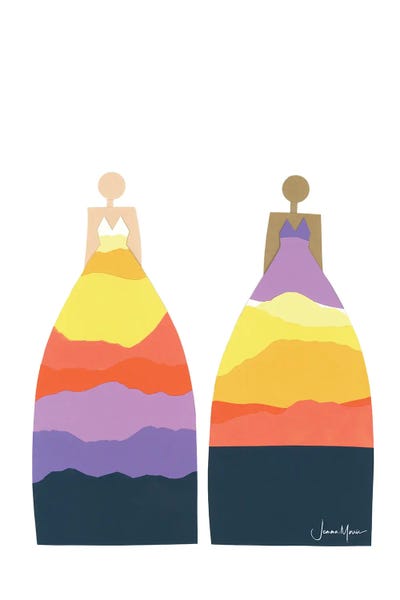 Sunrise And Sunset by LouLouArtStudio framed canvas print