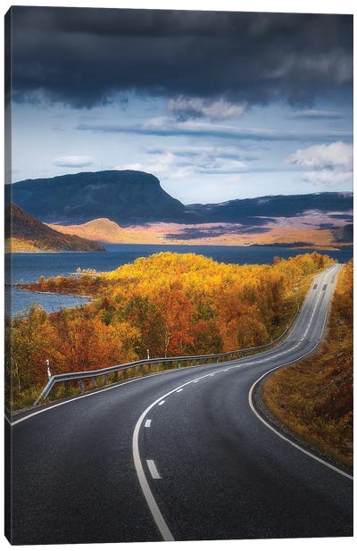Autumn Road In Lapland Canvas Art Print - Lauri Lohi