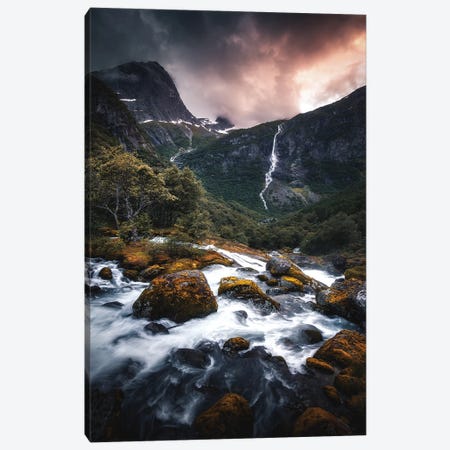 Waterfalls In Norway Canvas Print #LUR64} by Lauri Lohi Canvas Wall Art