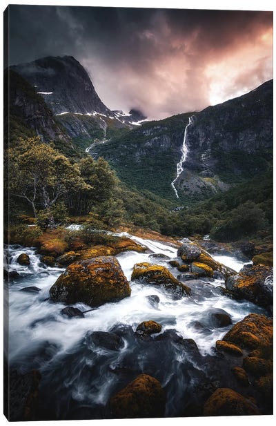 Waterfalls In Norway Canvas Art Print - Lauri Lohi