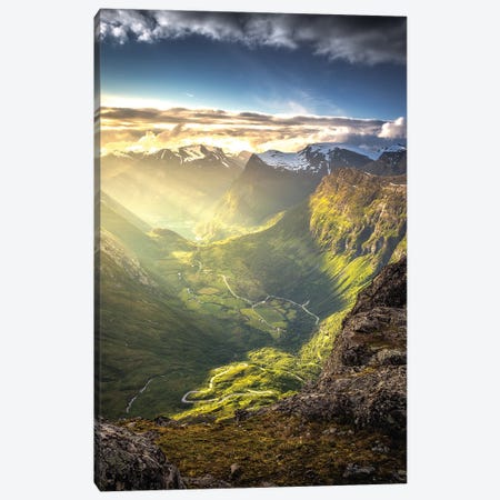 Geiranger Valley Canvas Print #LUR66} by Lauri Lohi Canvas Wall Art