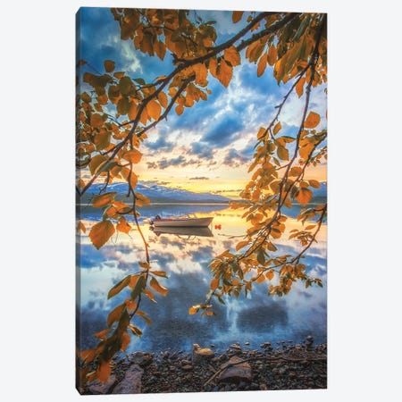 Midnight Sunset In Central Norway Canvas Print #LUR92} by Lauri Lohi Canvas Artwork