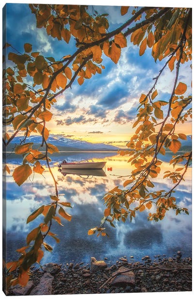 Midnight Sunset In Central Norway Canvas Art Print - Lauri Lohi