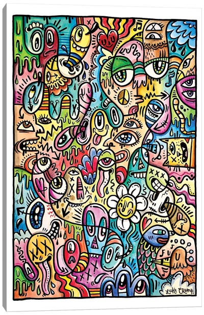 Colour Doodle Canvas Art Print - Monster Art
