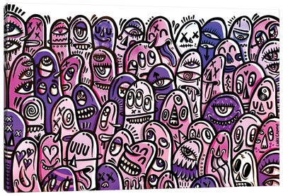 Crazy Crowd Canvas Art Print - Monster Art