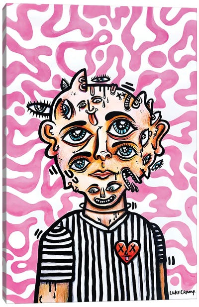 A Portrait Of A Person With Too Many Faces Canvas Art Print - Luke Crump