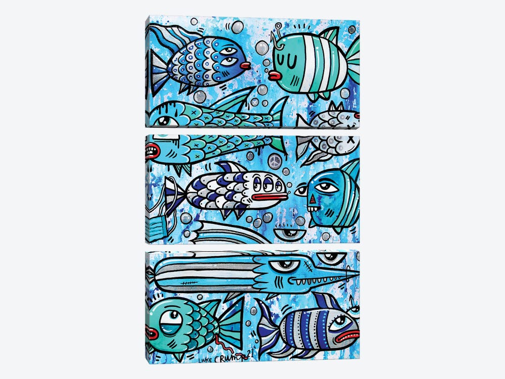Blue Fish by Luke Crump 3-piece Art Print