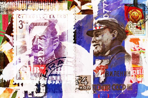 Blue: Soviet Times Canvcas Print by Luz Graphics